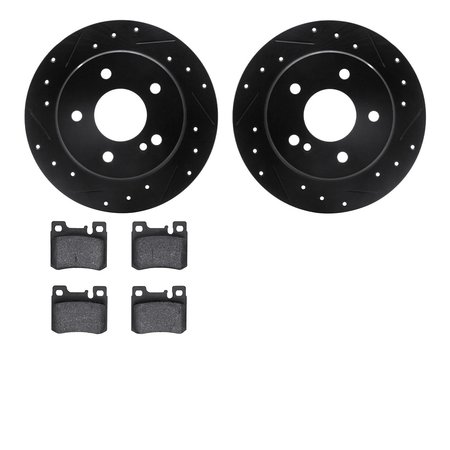 DYNAMIC FRICTION CO 8502-63029, Rotors-Drilled and Slotted-Black with 5000 Advanced Brake Pads, Zinc Coated 8502-63029